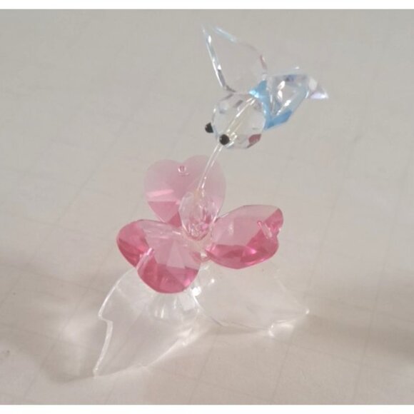 Iris Arc Peacock & Crystal World Hummingbird W Flower Figures Crystal Miniatures - Picture 3 of 6